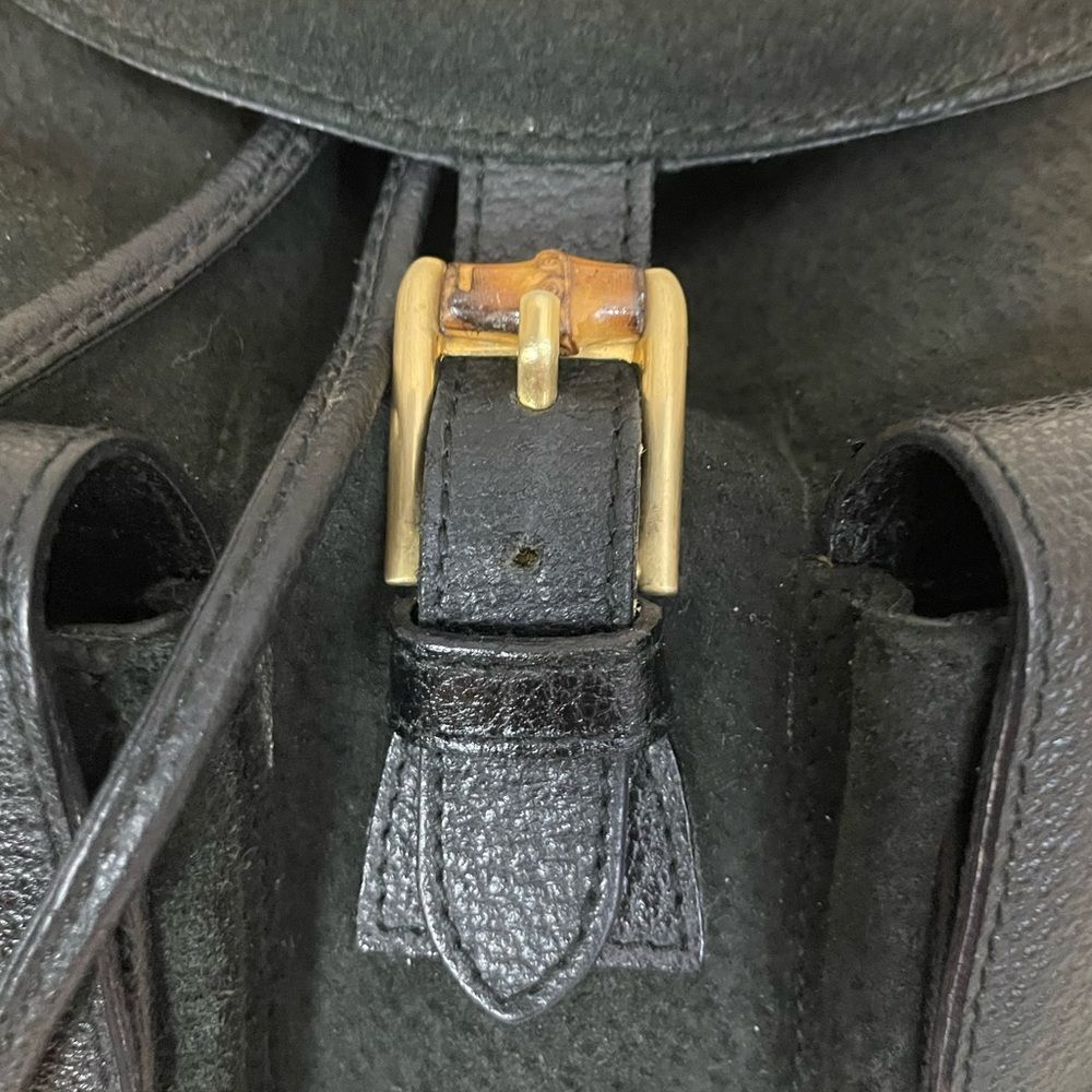Gucci Black Suede Backpack with Bamboo Details - Picture 6 of 15